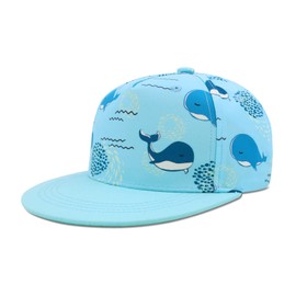 Kids Boy Girl Baseball Cap Baby Sun Hat Adjustable Toddler Trucker Hats with Flat Brim for Summer Outdoor (Whale, 1-2 Years)