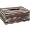 MyGift Torched Wood Rectangular Tissue Box Cover with Hinged Lid