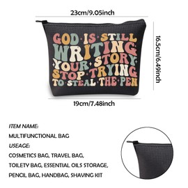 WCGXKO Mental Health Gift Anxiety and Depression Gift God Is Still Writing Your Story Zipper Pouch Makeup Bag (WRITING YOUR)