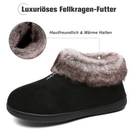 Mishansha Women's Winter, Non-Slip, Warm Slippers, Memory Foam Plush Slippers, Size 36-43, Midnight black