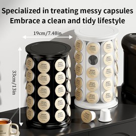 Vurlexat Coffee Pod Storage Compatible with Keurig Kcup Cafe Carousel, 360° Rotating K Cups Pods Carousel Holder, Kcup Storage Organizer Stand with 40 Keurig Kcup Pods (Off White Beige)