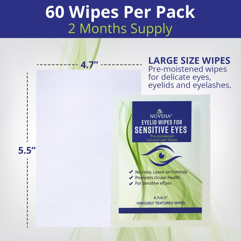 NOVEHA Eyelid Wipes - For Delicate Lashes and Eyelids -