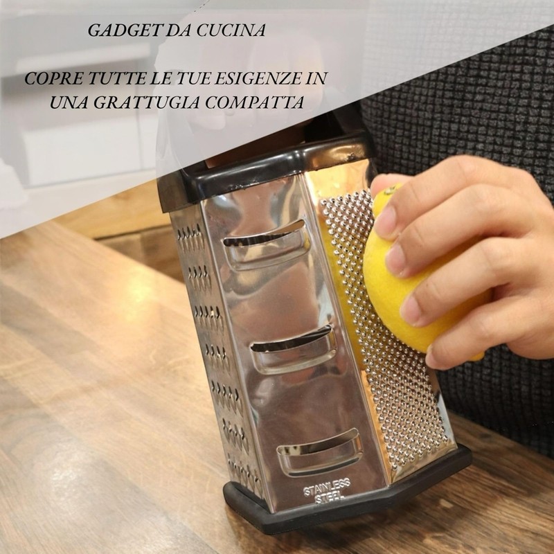 Zester 5404337 Hexagonal Cheese Grater with Non-Slip Base, Multi-Purpose Stainless