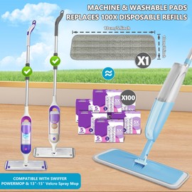 Spray Wet Mops for Hardwood Floor Cleaning: MEXERRIS Floor Mop with 3 Washable Pads for Swiffer Powermop - Refillable Dust Dry Mop Home Commercial Mops for Wood Laminate Ceramic Tiles Vinyl