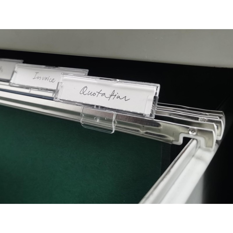 50 Suspension File Tabs and Inserts - Clear Plastic Tab