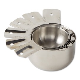 RSVP International Endurance (NCP-6) Stainless Steel Measuring Cups, Set of 6 | 1/4 Cup to 1 Cup Measurements | Nest for Easy Storage | Dishwasher Safe | Dry or Liquid | Baking or Cooking,Medium