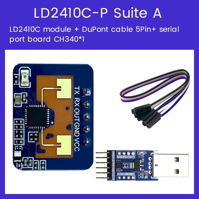 Stroagymoon LD2410C 24G Radar Human Presence Sensor+CH340 Adapter FMCW Radar