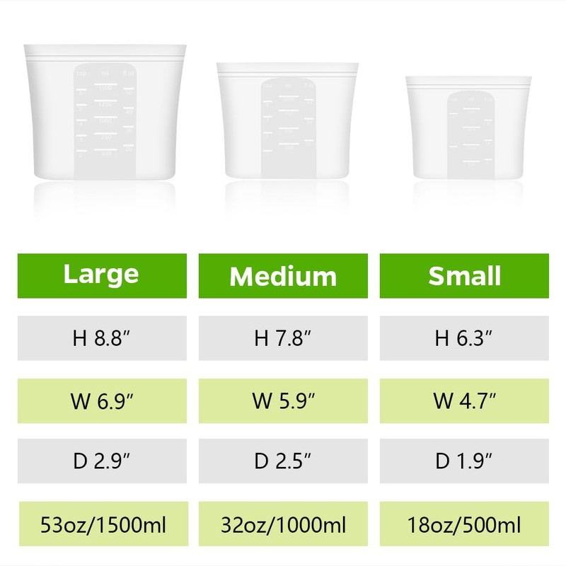 Winrock Reusable 100% Silicone Food Storage Bags, Sandwich Snack Bags