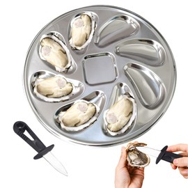 Oyster Plate, Stainless Steel Oyster Plate, Stainless Steel Oyster Bowl, Round Reusable Creative, Seafood Tools, Oyster Shell Mould for Oysters