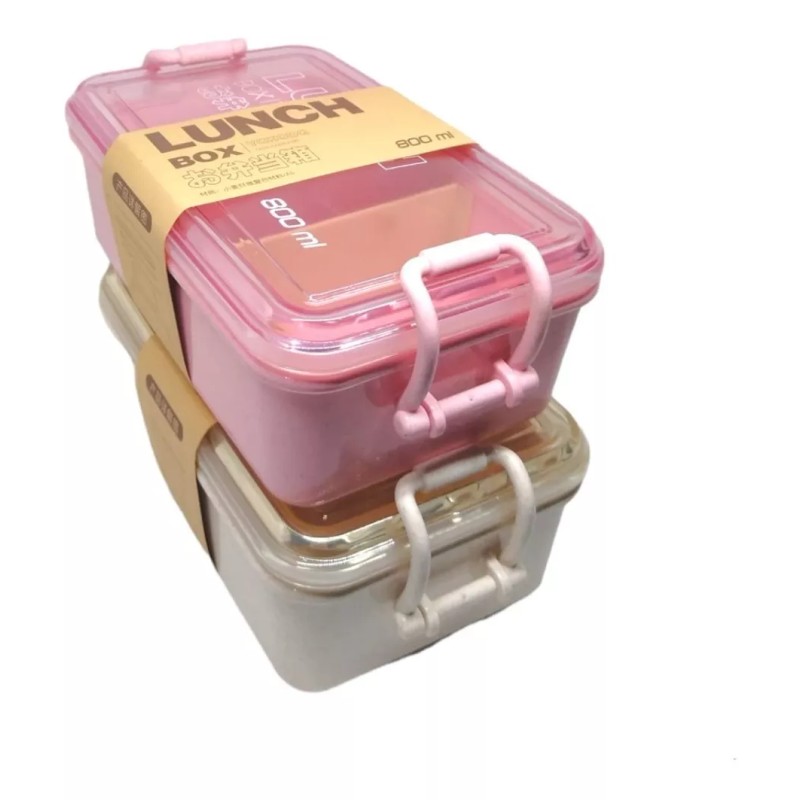 CL Lunch Box 800ml Material Fibra De Trigo Con Cubiertos