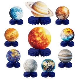 Adeyoo 10Pcs Space Solar System Themed Honeycomb Centerpieces for Table Party Decorations,Outer Space Party Decor Planet Honeycomb Galaxy Decoration for Baby Shower Birthday Party Supplies