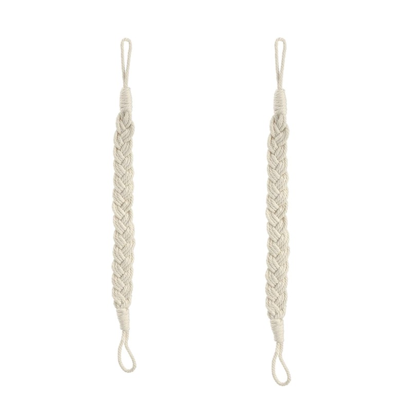 2 Pcs Natural Cotton Rope Curtain Tiebacks Handmade Braided Curtain