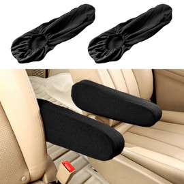 2Pcs Car Armrest Cover Elastic Fabric, Universal Fit Automotive Seat Arm Rest Slipcover Protectors, Armrest Covers for Front Seats for Car Suv Truck and Van(Black)