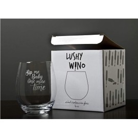 Lushy Wino - Etched Wine Glasses Stemless: Sip Me Baby One More Time | 18oz. All Purpose Wine Glass with Funny Sayings