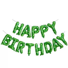 Green Pixel Miner Theme Happy Birthday Foil Balloons – Numbers Balloons for Kids' Birthday Party Decorations – Party Supplies for Anniversary & Celebration Decor