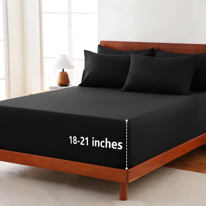 CozyLux Extra Deep Pocket Queen Sheets - 6 Piece Sheet