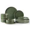 AmorArc Ceramic Dinnerware Sets, Handmade Reactive Glaze Stoneware Plates and