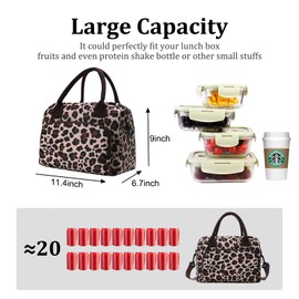 Lunch Bag for Women Men Large Insulated Reusable Lunch Box Girls Leopard Water Resistant Portable Cooler Tote Bag for Work Picnic