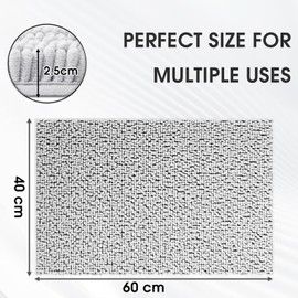 DTXDTech Bathroom Mat 40 x 60 cm, Non Slip Bath Mat, Chenille 40x60 Toilet Rug, Soft and Absorbent Bath Mat for Bathroom, Bedroom, Kitchen (White)
