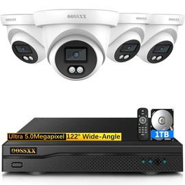 OOSSXX (5.0MP Definition Full HD Outdoor Wired Security Camera System AHD Dome Home Video Surveillance Cameras CCTV Camera Security System DVR Kit