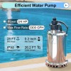FLUENTPOWER 3/4HP 3300GPH Stainless Steel Submersible Sump Pump Manual Control
