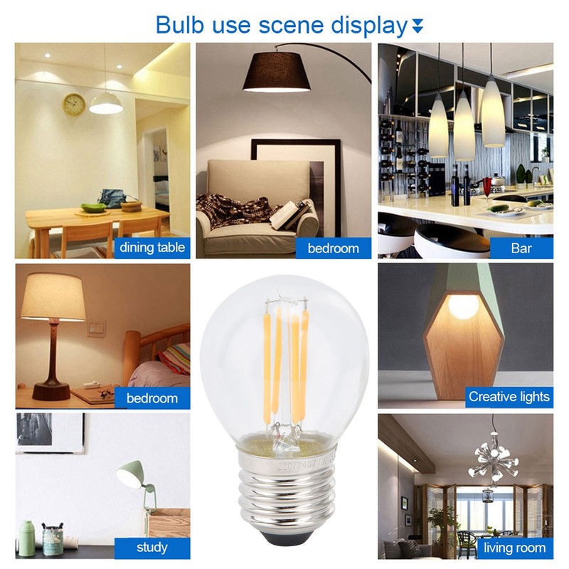 6PCS G45 E27 LED Light Bulb Transparent Glass Bulb Vintage