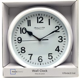 Mainstay Sterling and Noble 8.78" Analog Display Wall Clock - White