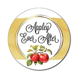36 2.5-inch Apples Wedding or Anniversary Party Favor Stickers - Appley Ever After