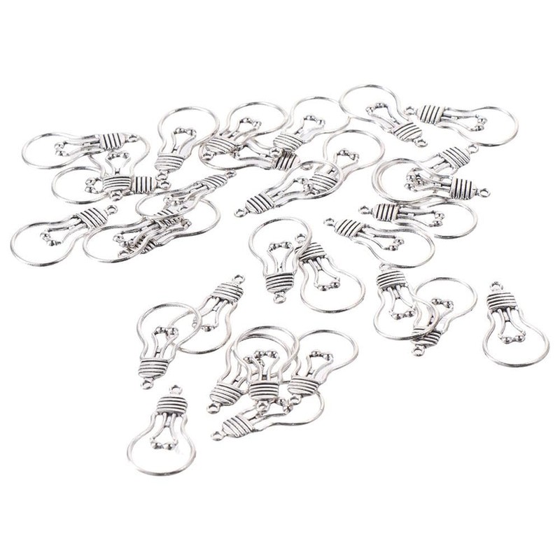 hobbyhub 100Pcs Antique Silver Lamp Light Bulb Charms Pendants for