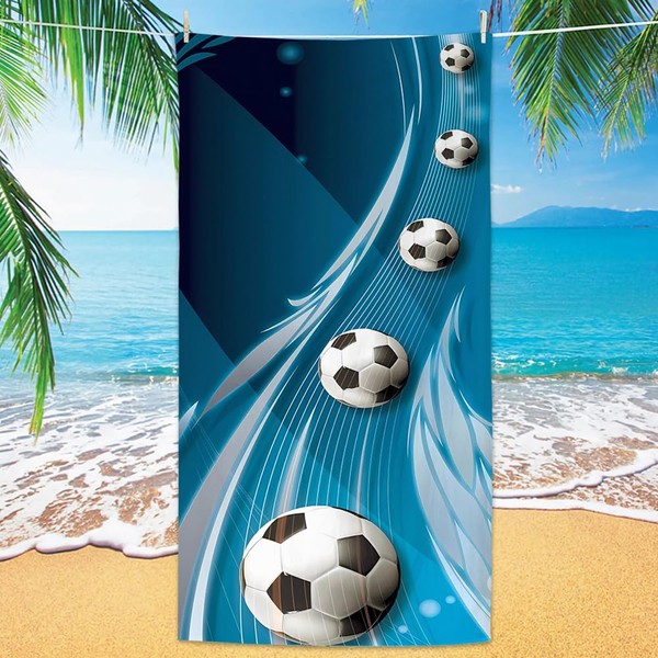 PLNVNVP Football Beach Towel for Boys, Microfibre Bath Towel for