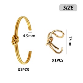 XMNIVATE 1 Piece Of Ladies Twist Knot Bracelet, 1 Piece Of Ring, Ladies Gold Bracelet, Ladies Knotted Bracelet, Thick Coil Bracelet, Adjustable Bracelet