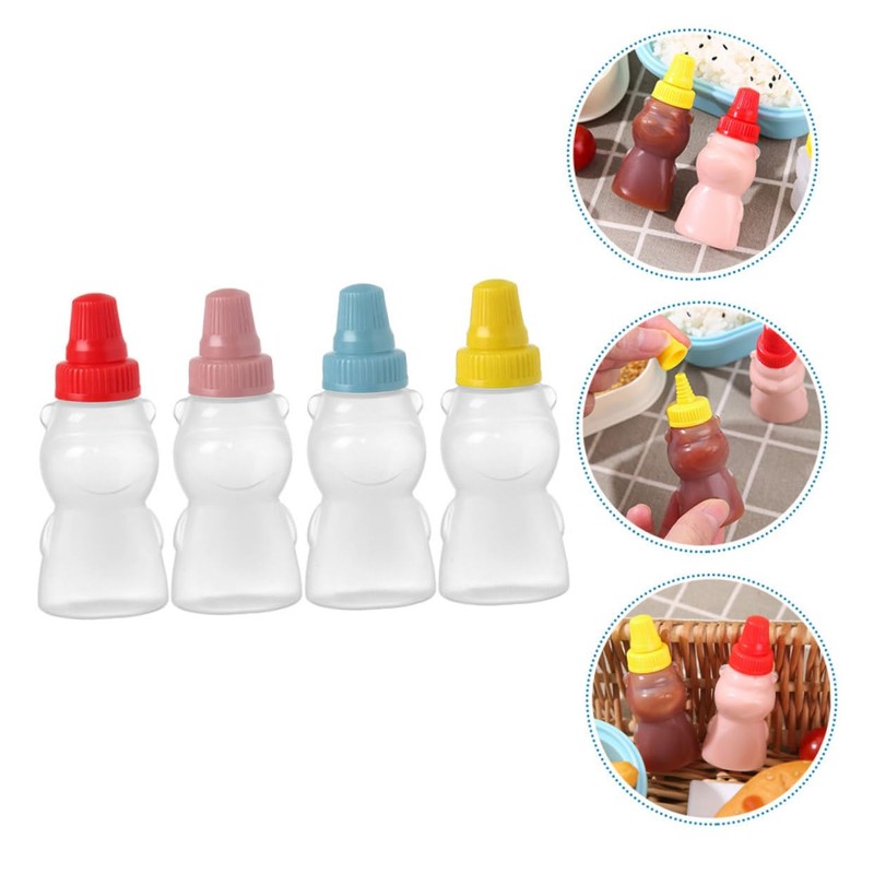 iplusmile 8Pcs Mini Bear Sauce Bottle Cute Condiment Containers for