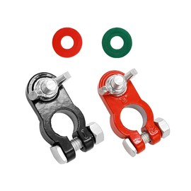 HZEL Car Battery Terminal Connector, Vehicle Aluminum Alloy Negative & Positive Battery Terminals Clamps with Washers, Automotive Power Connective Accessories, Universal for SUV RV Truck