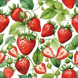 IHR Ideal Home Range Cocktail Napkins Disposable 3-Ply Paper Party Napkin Pack, 5" x 5", Fresh Strawberries, 20-Count