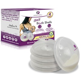 Mommyz Love Breast Shells & Milk Catcher for Breastfeeding No Plugs - Breast Milk Catcher to Relieve & Protect Cracked Sore & Engorged Nipples - Breast Shells Milk Collector for Leaking Milk (4 Pack)