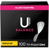 U by Kotex Balance Daily Panty Liners, Wrapped, Light Absorbency,