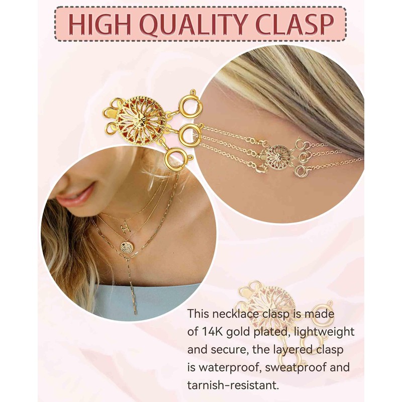 Necklace Layering Clasps Separator for Women 14k Gold Silver Tangle