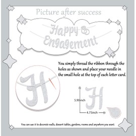 Silver Glitter Happy Engagement Banner, Engagement Party Decorations, Bachelorette Party Decorations, Backdrop for Wedding Engagement Bridal Shower Party Supplies
