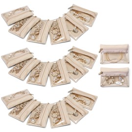 Vlando 20 Pcs Travel Velvet Jewellery Pouch with Zipper Clear Travel Jewellery Bag Jewellery Travel Organiser for Travel Business Trip