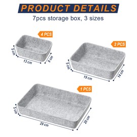 Bangbobi Felt Drawer Organiser, 7-Piece Set - 3 Sizes for DIY Drawers - Storage Drawers & Dressing Table Tidy with Felt Trays