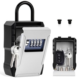 JUYANO Key Safe with Number Code Outside, 4-Digit Key Cabinet with Number Code for Outdoor Large Key Safe Outdoor Waterproof, Wall Mounted Key Box with Code for Home, Garage, Office, Airbnb