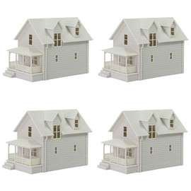 4pcs N Scale Model Blank Buildlings Kit Unassembled Houses for Model Train Layout JZ01JJ (N Scale-4 Units)