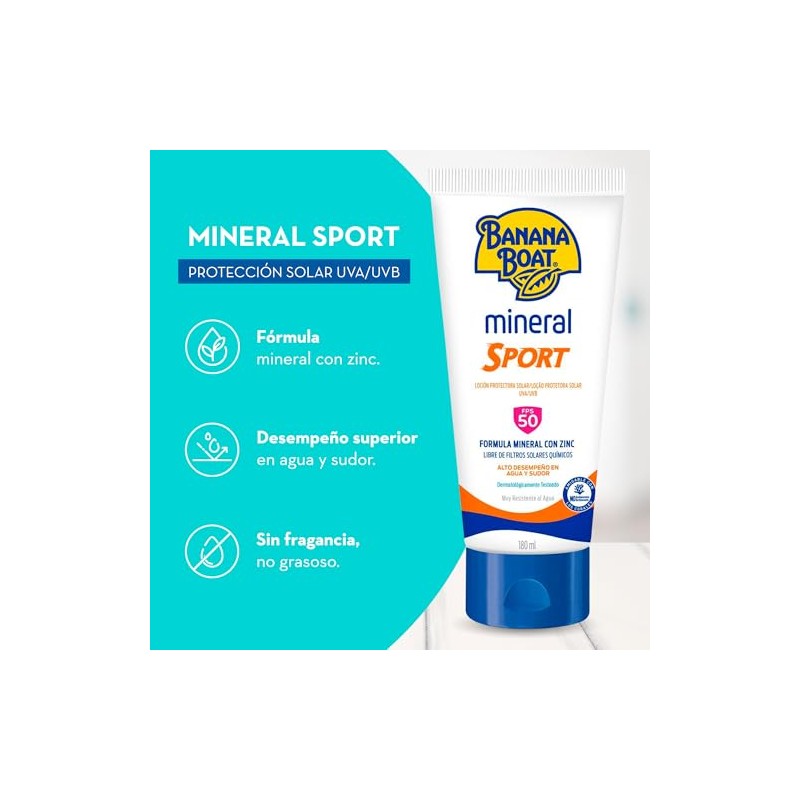 Banana Boat, Protector Solar Mineral Sport 50 FPS 180 ml