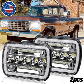 Unbranded 2Pcs For Ford Bronco 1987-1978 F-150 5X7'' 7X6" LED Headlights DRL Hi/Lo Turning