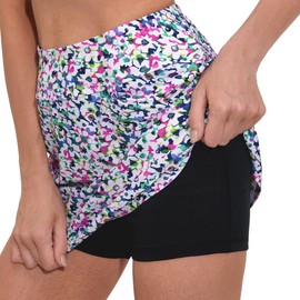 M MOTEEPI - Falda de golf de 16 pulgadas para mujer, falda de tenis con 4 bolsillos, faldas atléticas de cintura alta, flores coloridas, XX-Large