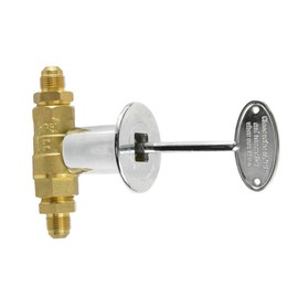 Meter Star 1/2Inch Straight Quarter Turn Shut-Off Valve Kit for NG LP Gas Fire Pits with Chrome Flange Key Valve with 3/8" Flare Adapters