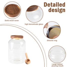 Dekoratives Badesalz Glas 2 L mit Holzdeckel – Luftdichter Glasbehälter für Bad & Gästezimmer – Aufbewahrung von Badebomben, Seifen, Peelingsalzen – Transparenter Vorratsbehälter fürs Badregal