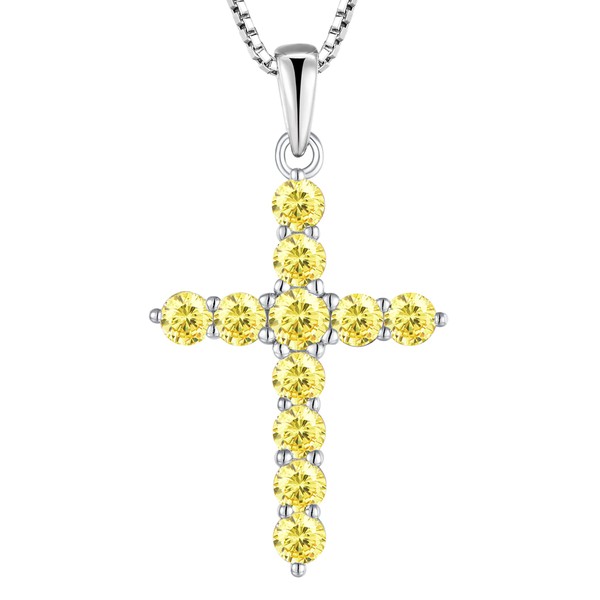 STARCHENIE Cross Necklace Sterling Silver Crucifix Pendant Created Topaz Jewelry