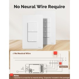 MOES WiFi Smart Light Switches, No Netural Wire No Hub Required, 2.4GHz Single Pole Switch, Compatible with Alexa Google Assistant