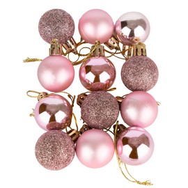 30mm/12Pcs Christmas Baubles Shatterproof Pale Pink, Christmas Tree Decorations Ball Ornaments Balls Xmas Hanging Decorations Holiday Decor - Shiny,Matte,Glitter